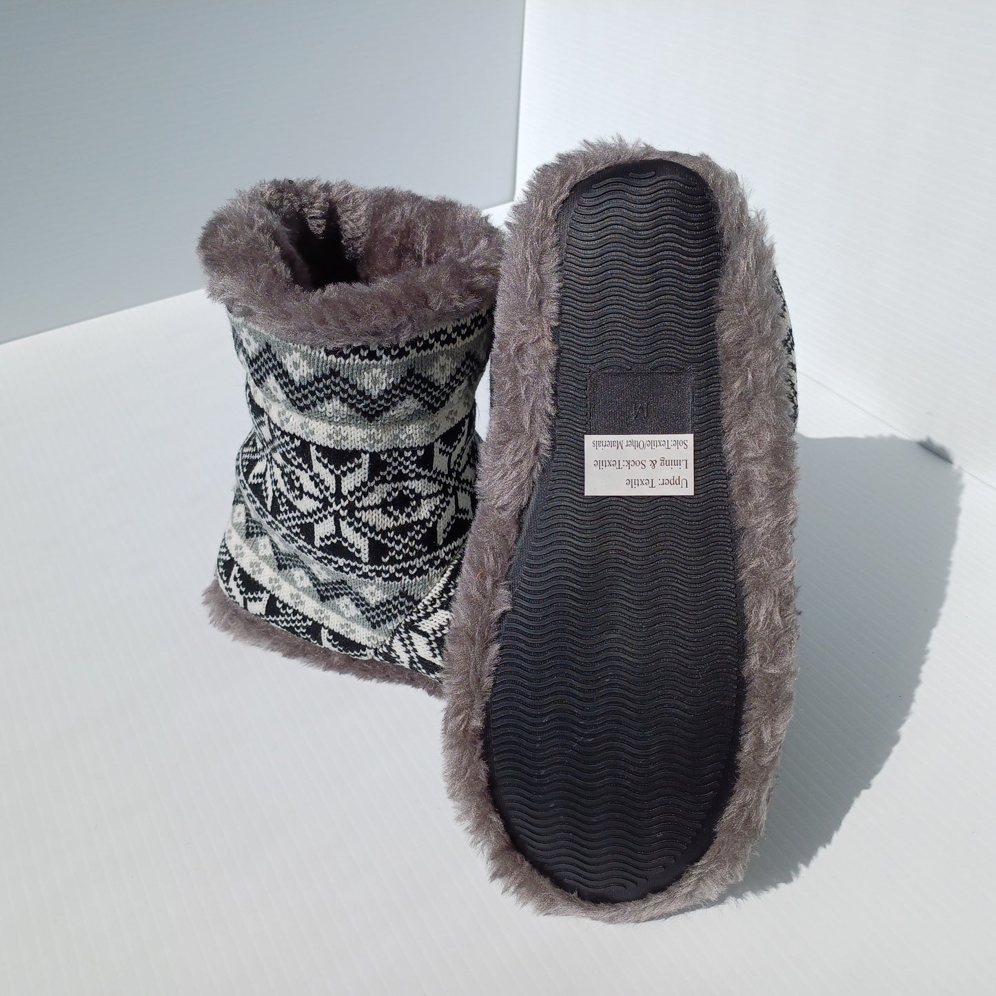 Grey Print Cozy slippers