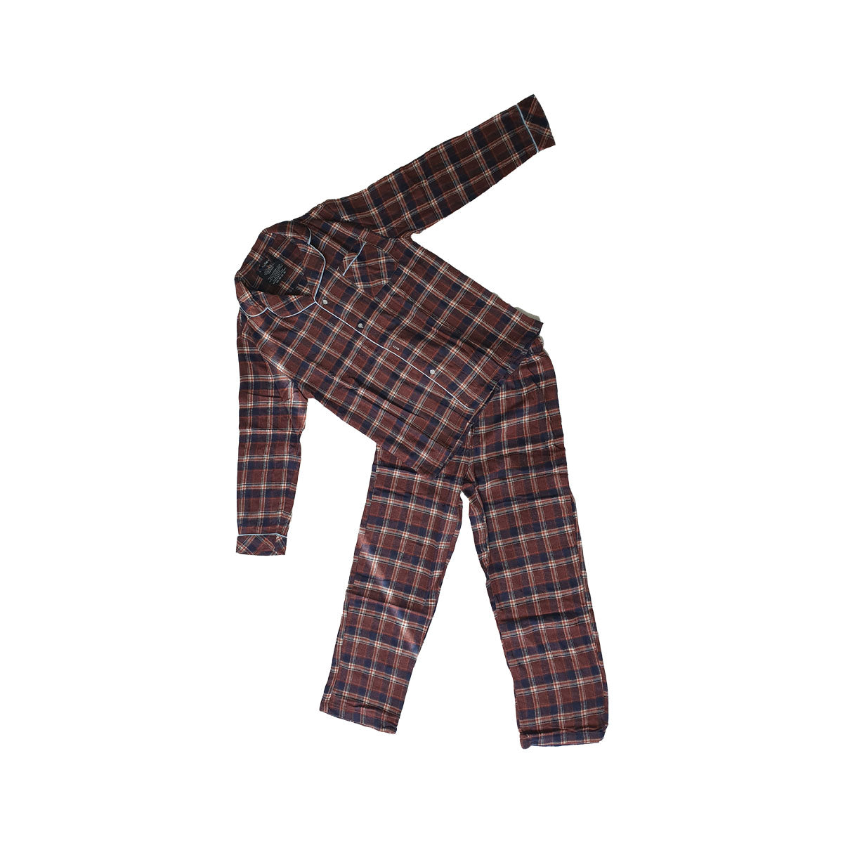 Flannel PJ's - Brown/Navy/White