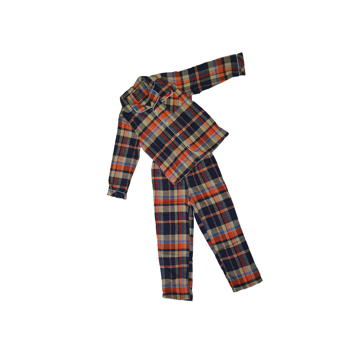 Flannel PJ's - Orange/Navy/Natural